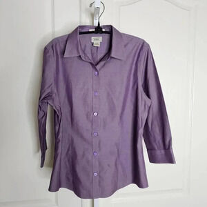 L.L.Bean Wrinkle Resistant Purple Button-Up Shirt - Size S